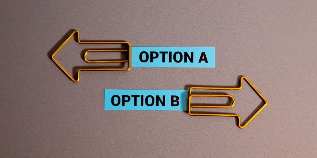 photo showing option A and option B