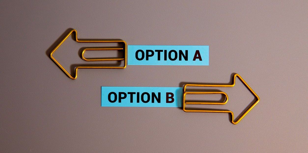photo showing option A and option B